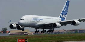 AIRBUS A380 landing